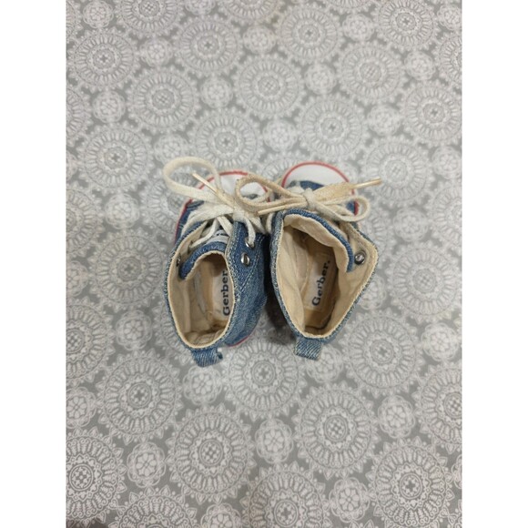 Gerber Baby Shoes Denim High Top Sneakers Infant Pre Walker Crib Shoes 3 - Picture 9 of 9